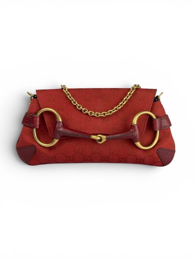 Foto Bolsa Gucci Horsebit Chain Clutch Vermelha
