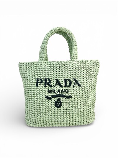Foto Bolsa Prada Ráfia Crochê Verde Menta