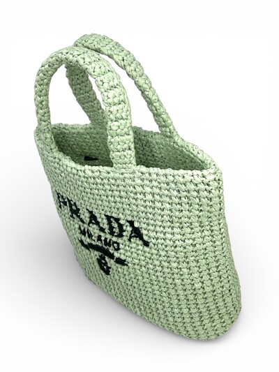 FotoBolsa Prada Ráfia Crochê Verde Menta