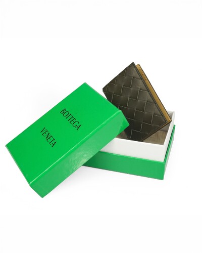 Foto Porta Cartão Bottega Veneta Intrecciato Verde
