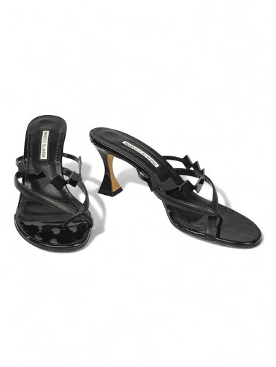 Foto Sandália Mule Manolo Blahnik Verniz Preta