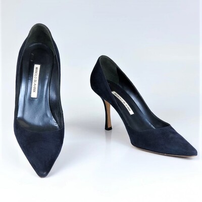 Foto Sapato Manolo Blahnik Camurça Azul Marinho
