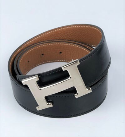 Foto Cinto Hermès H Reversível Noir/ Gold