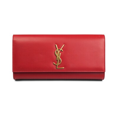Foto Clutch Yves Saint Laurent Couro Vermelha