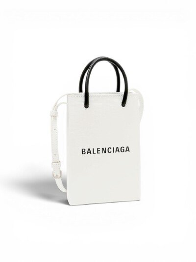 Foto Bolsa Balenciaga Mini Shopping Bag em Couro Off White