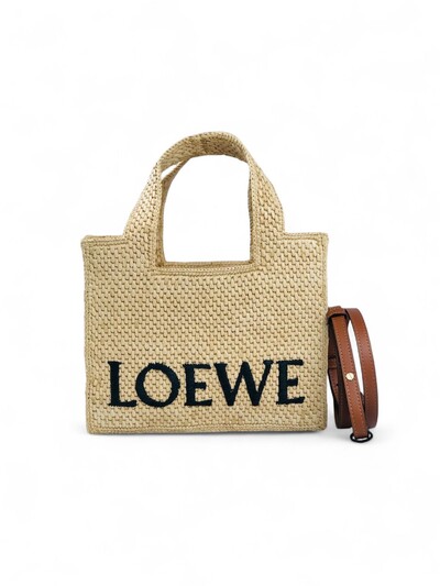Foto Bolsa Loewe Font Mini Ráfia e Couro