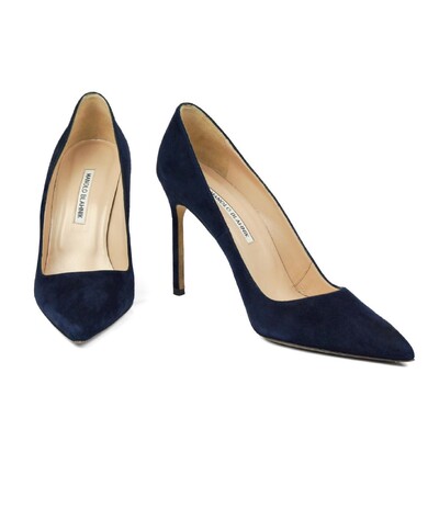 Foto Sapato Manolo Blahnik Camurça Azul Marinho