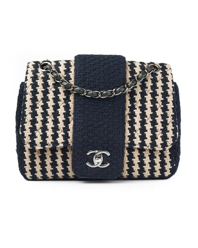 Foto Bolsa Chanel Elementary Chic Flap Tweed Small Navy Blue