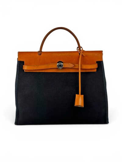 Foto Bolsa Hermès Herbag Vintage Preta/Caramelo