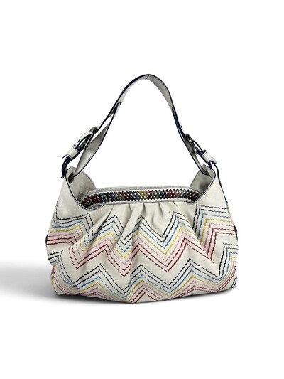Foto Bolsa Fendi em Couro Branca com Pesponto Colorido