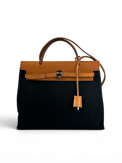 Foto Bolsa Hermès Harbag Vintage Preta/Caramelo