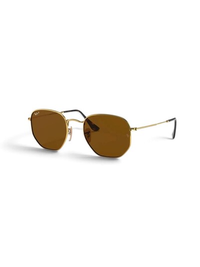 Foto Óculos De Sol Ray-Ban Hexagonal Dourado Marrom