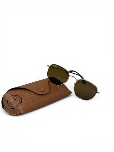 Foto Óculos De Sol Ray-Ban Hexagonal Dourado Marrom