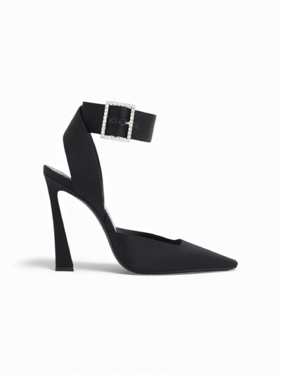 FotoSapato Saint Laurent Scarpin Crystal Buckle Pumps Preto