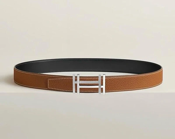 Cinto Hermès Cinto H Reversível Couro Box e Togo Noir Gold