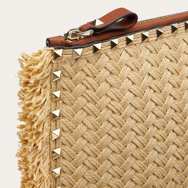 Clutch Valentino Ráfia e Couro