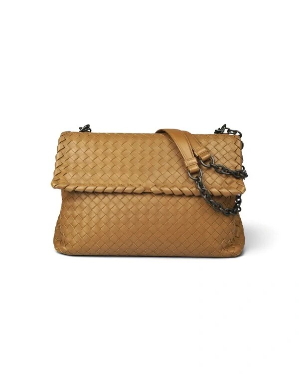 Bolsa Bottega Veneta Olimpia Intrecciato Caramelo