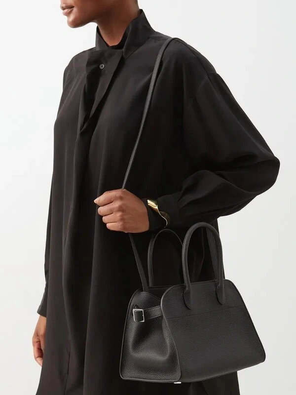 Bolsa The Row Margaux 10 Couro Granulado Preta