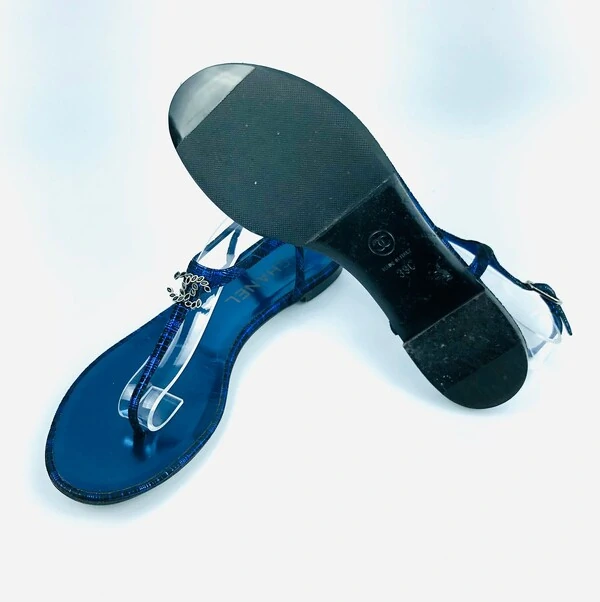 Sandália Chanel CC Azul