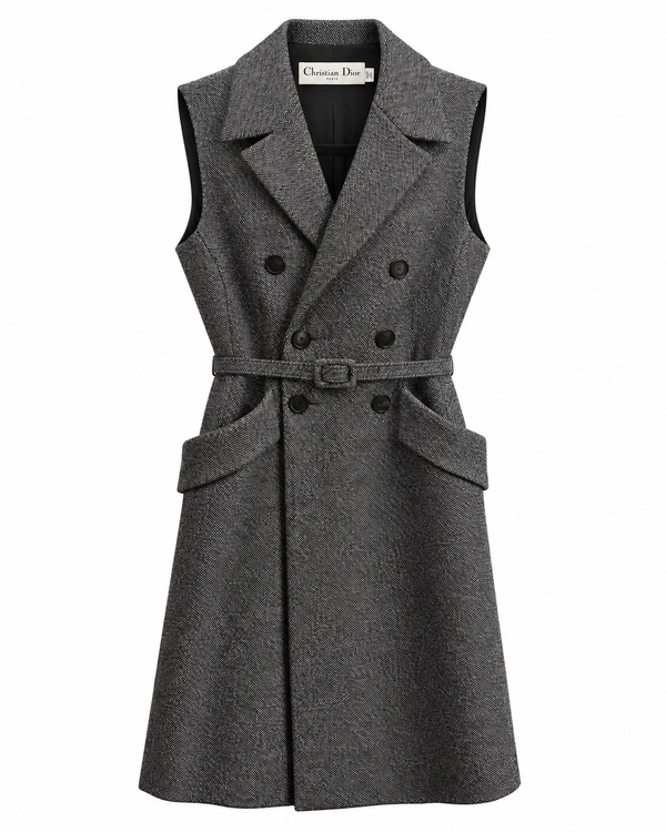 Vestido Christian Dior Bar Jacket Belt Cinza