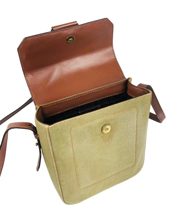 Bolsa Dior Crossbody Vintage Canvas Couro Bege e Caramelo