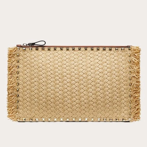 Clutch Valentino Ráfia e Couro