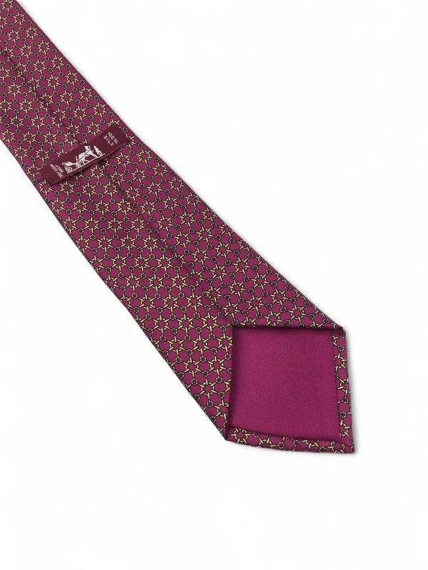 Gravata Hermès em Seda Amarante Mosaïque