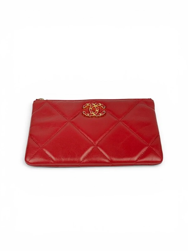 Clutch Chanel 19 Pochette CC Vermelha