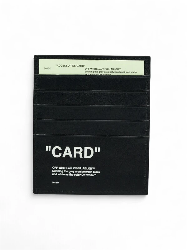 Porta Cartão Off White Couro Preto