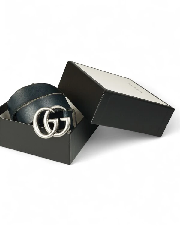 Gucci GG Distressed Leather Belt – Navy
