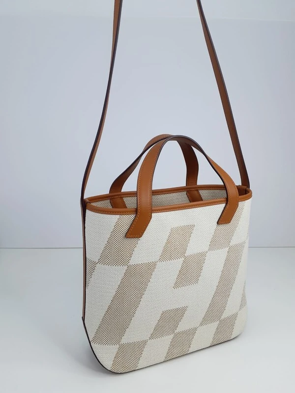 Bolsa Hermès Cabas H Em Biais 27 Caramelo Off White