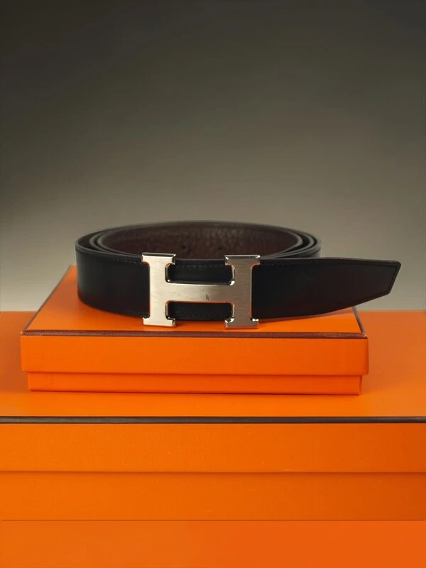 Cinto Hermès Constance Reversível Preto e Marrom