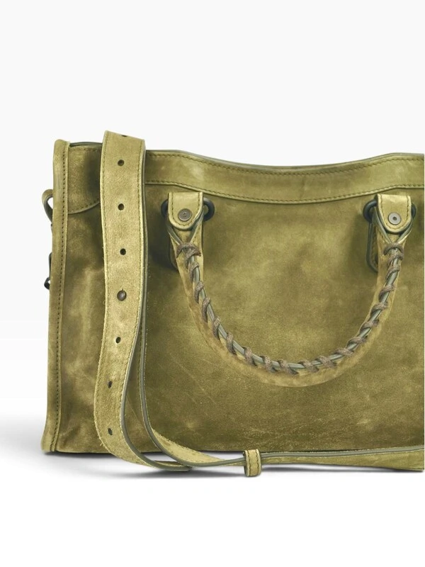 Bolsa Balenciaga Le City Small Suede Moss Green