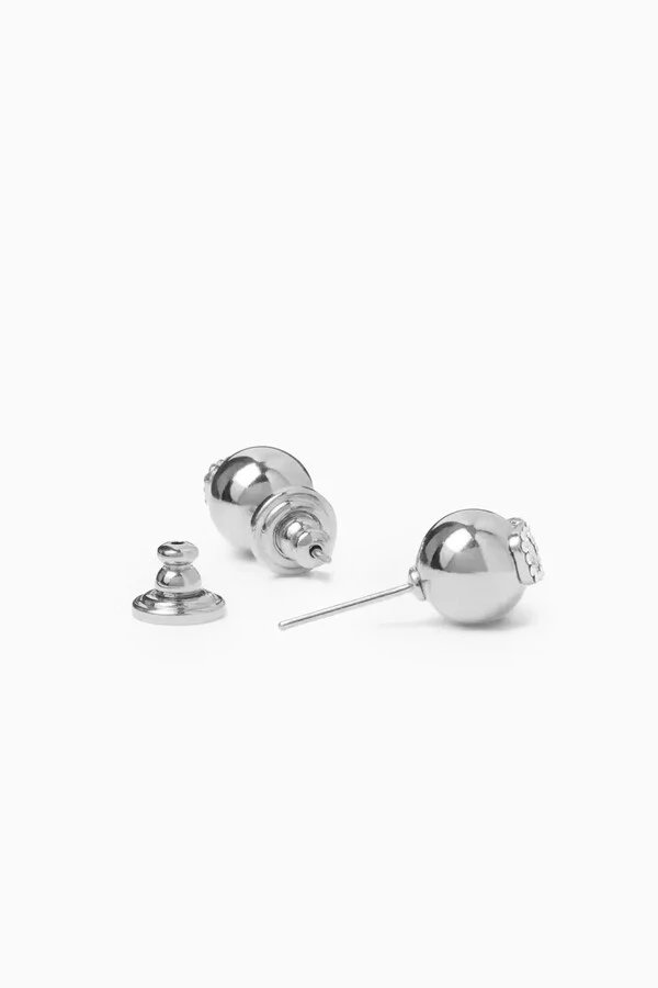 Brinco Valentino VLogo Round Stud Prata
