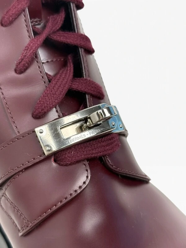 Bota Hermès Glossed Funk Ankle Boots Burgundy