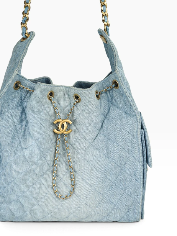 Chanel 25 Washed Denim Matelassê Large