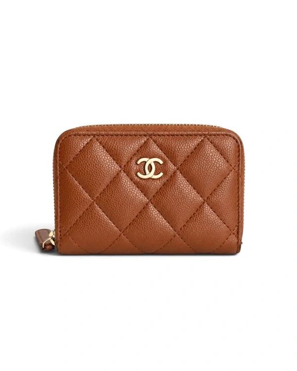 Carteira Chanel Classic Zipped Caviar Caramelo