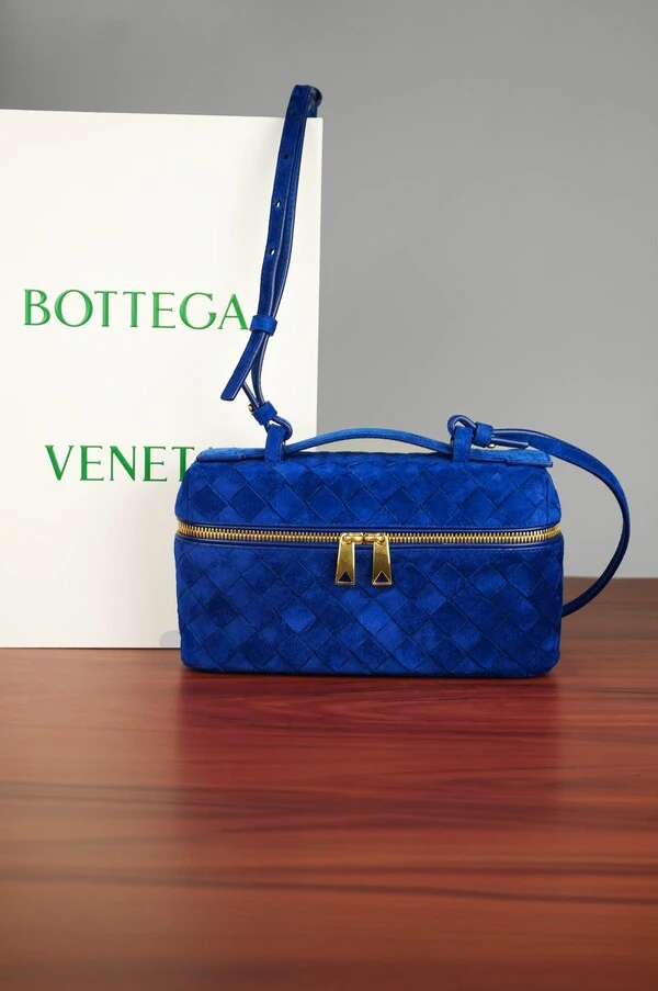 Bolsa Bottega Veneta Bang Bang Intrecciato Suede Azul Royal