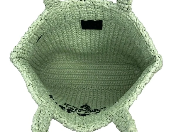 Bolsa Prada Ráfia Crochê Verde Menta