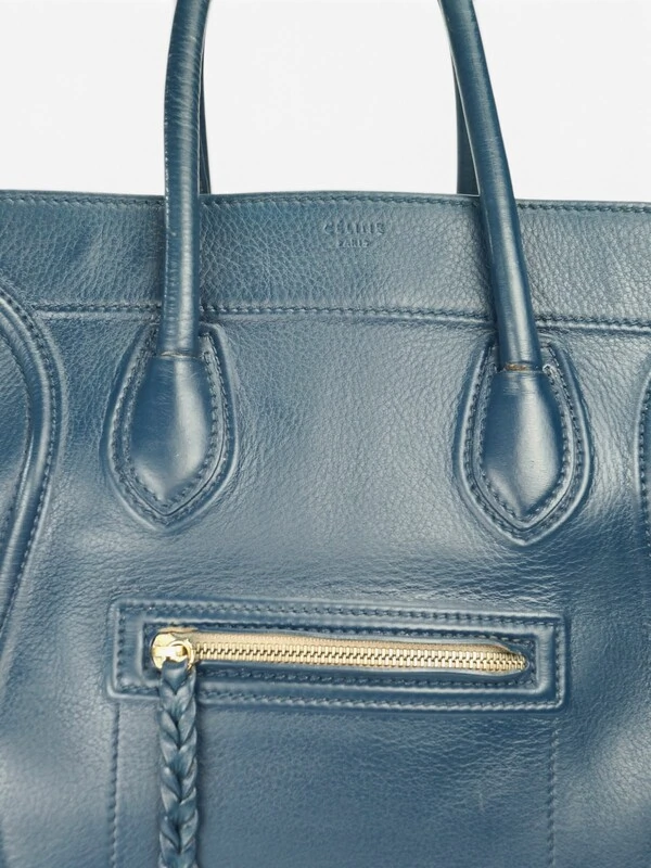 Celine Phantom Luggage Média Azul-Petróleo