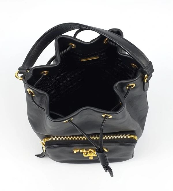 Bolsa Prada Bucket Couro Preto
