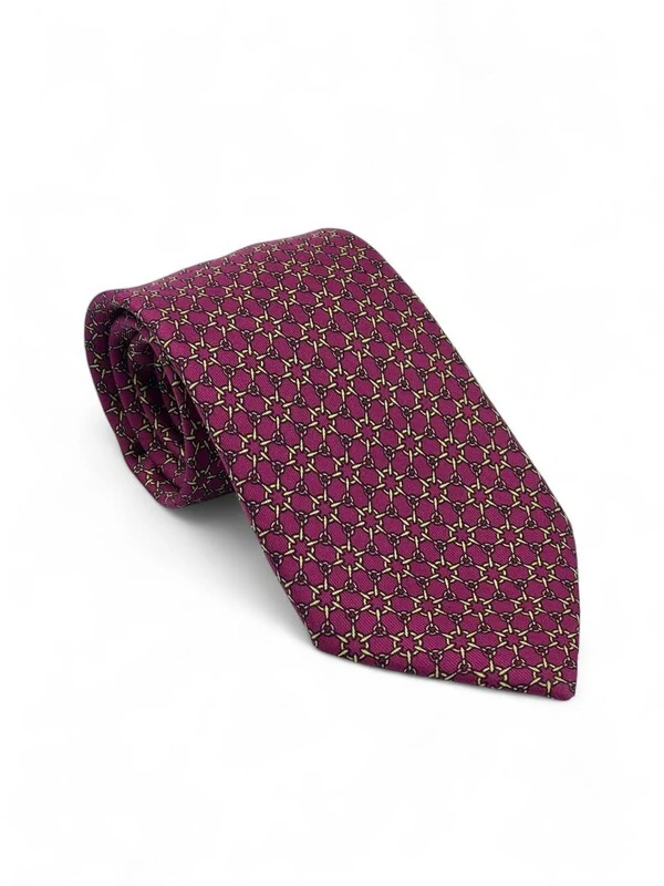 Gravata Hermès em Seda Amarante Mosaïque