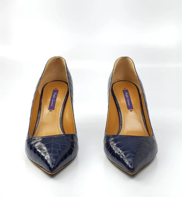 Sapato Ralph Lauren Croco Azul Marinho