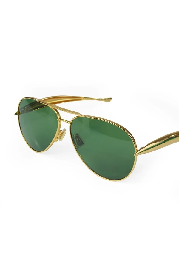 Óculos de Sol Bottega Veneta Sardine Aviador Dourado/Verde