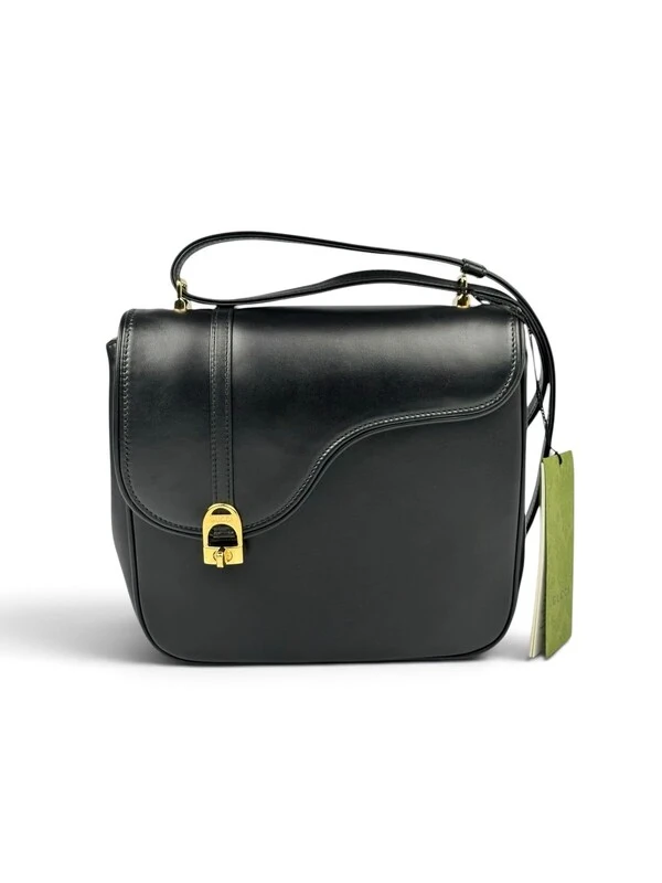 Bolsa Gucci Equestrian Saddle Crossbody Preta