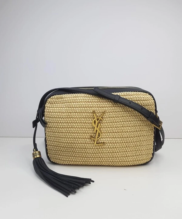 Bolsa Saint Laurent Crossbody Camera Rafia Rafia /Couro