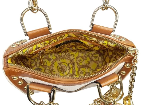 Bolsa Versace em Phyton Off White e Couro Caramelo