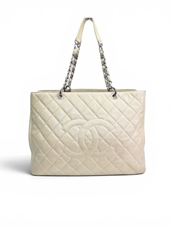 Bolsa Chanel Grand Shopping Tote GST XL Caviar Beige