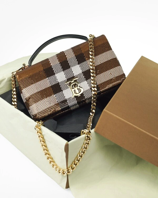 Bolsa Burberry Lola Small Lantejoulas Marrom