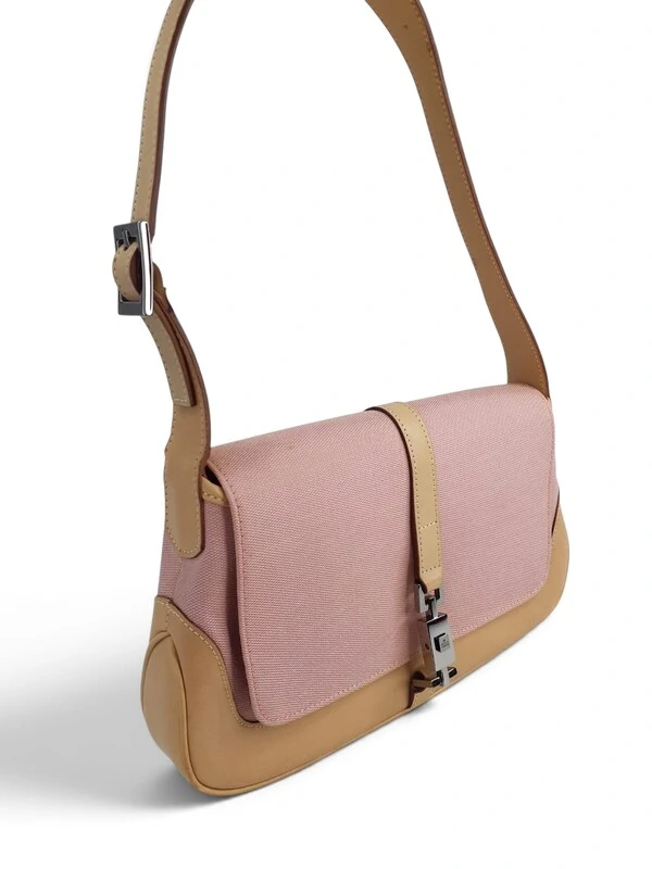 Bolsa Gucci Jackie Vintage em Canvas Nude e Rosa